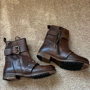 Vintage Foundry Co. Bobbi Biker boots in brown leather